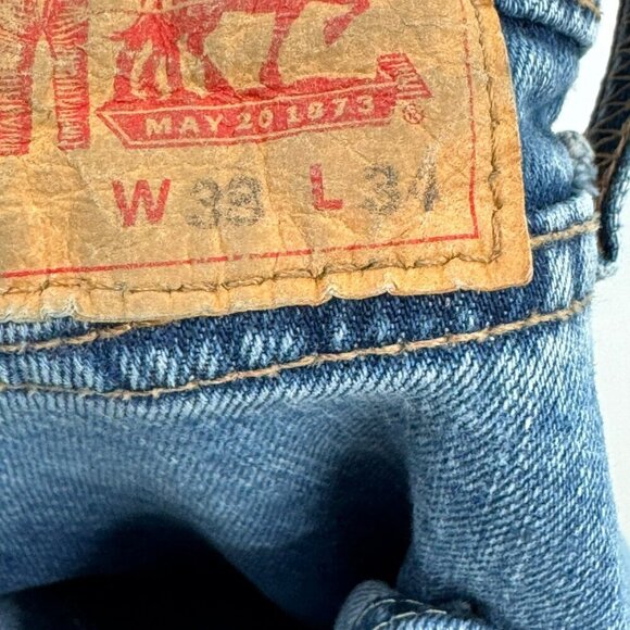 Levis 505 Mens Straight Fit Blue Denim Jeans Size 38x34 - Picture 9 of 9